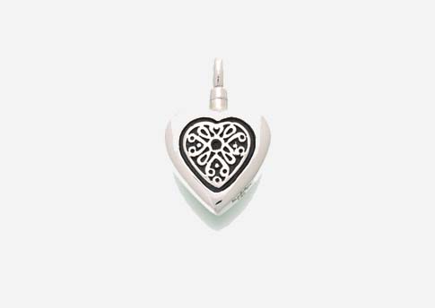 Heart Pendant with Filigree Insert - Sterling Silver Image